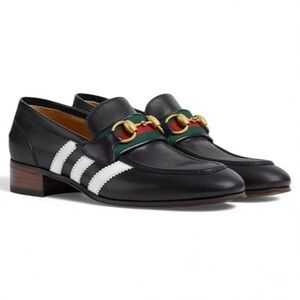 Gucci X Adidas Horsebit Sherry Line Black Leather Loafers